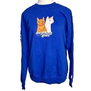 Emma Chamberlain Blue Crewneck Cat Sweatshirt